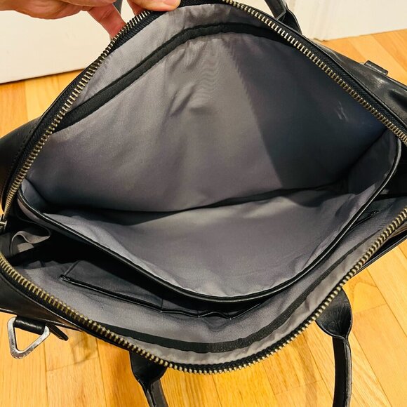 Cole Haan Black Leather Briefcase Messenger Bag - Picture 6 of 16